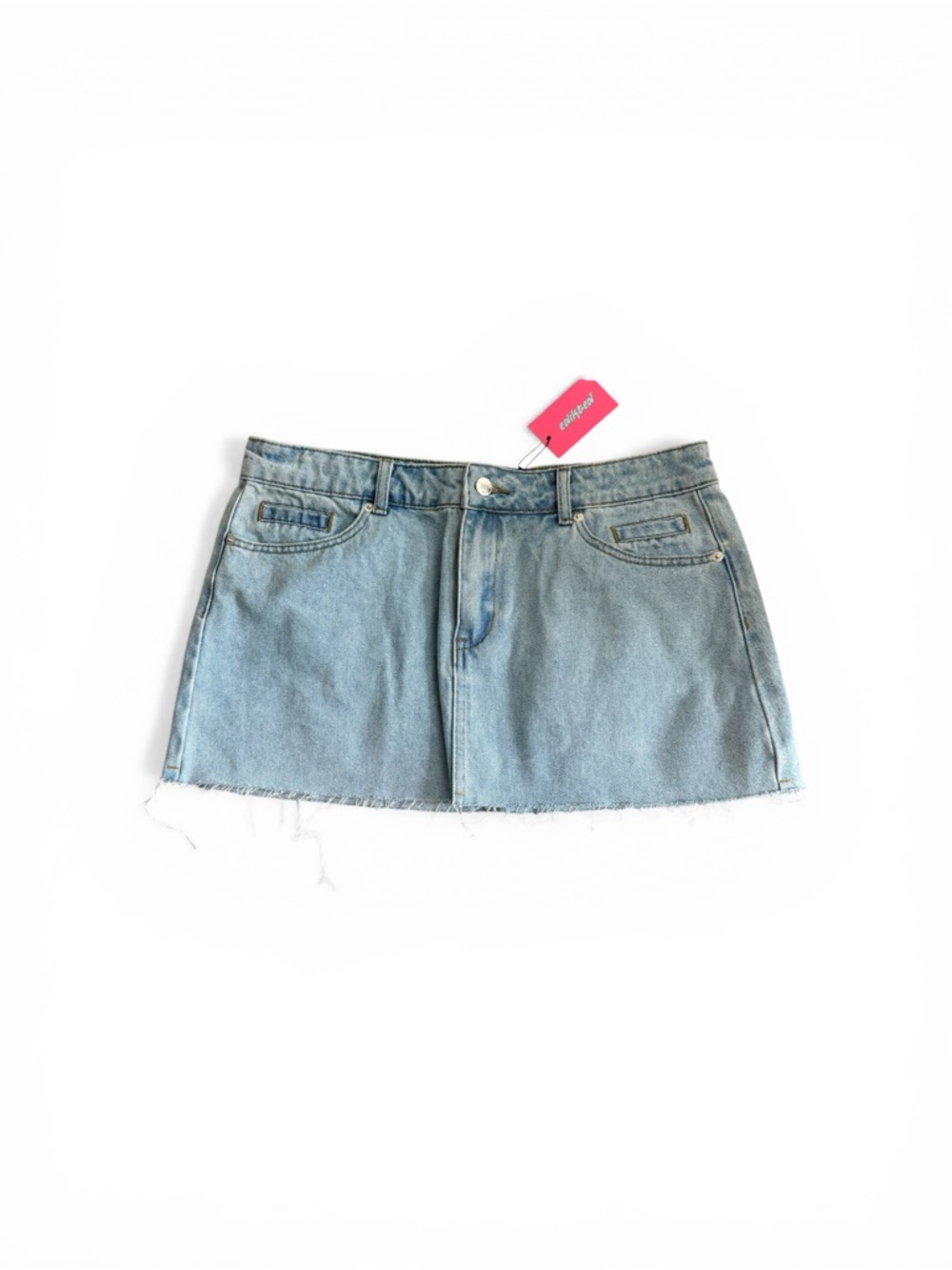 Edikted Light Wash Denim Mini Skirt—NWT